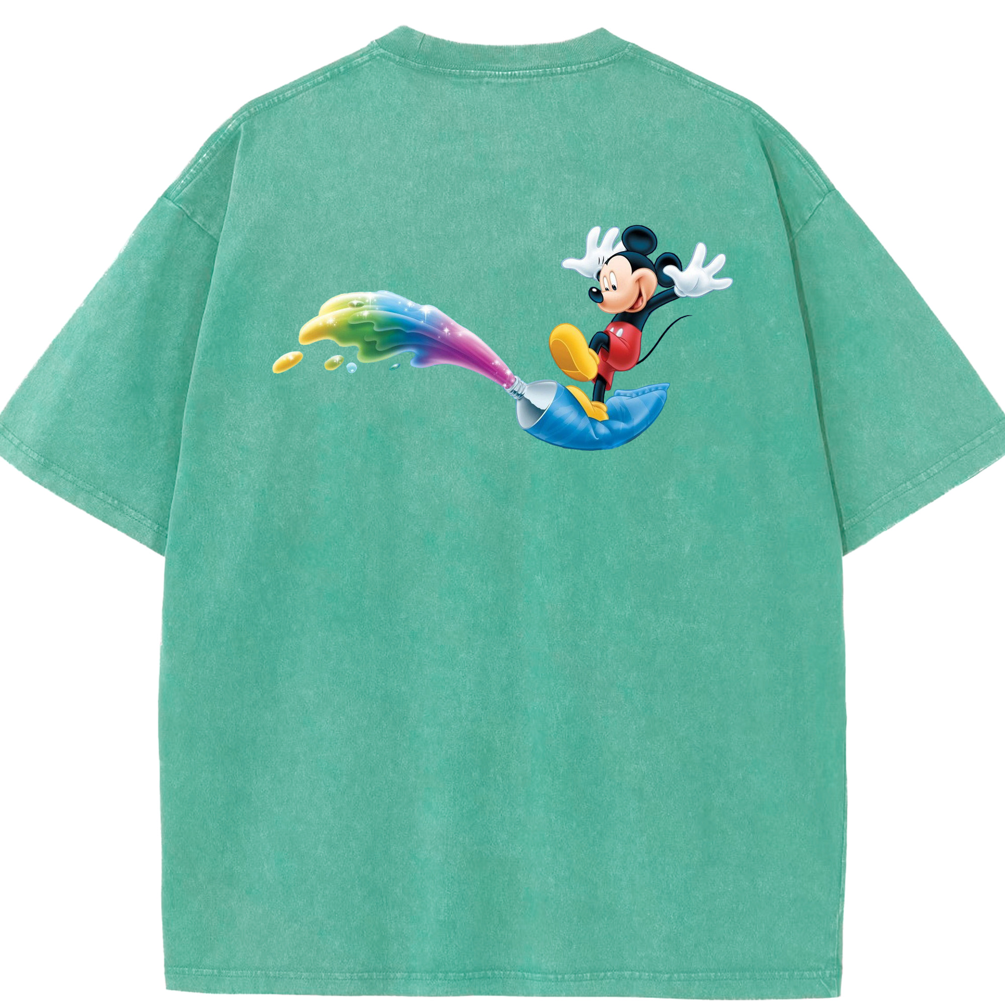 （画像用） ミッキーマウス Mickey Mouse 綿100% ヴィンテージ風 半袖Tシャツ（背面プリント）